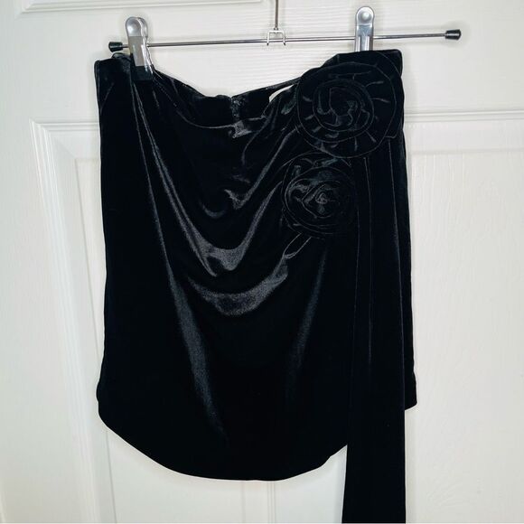 Anthropologie Avec Les Filles Black Velvet Rosette Tie Mini Skirt XS NWT - Picture 7 of 12